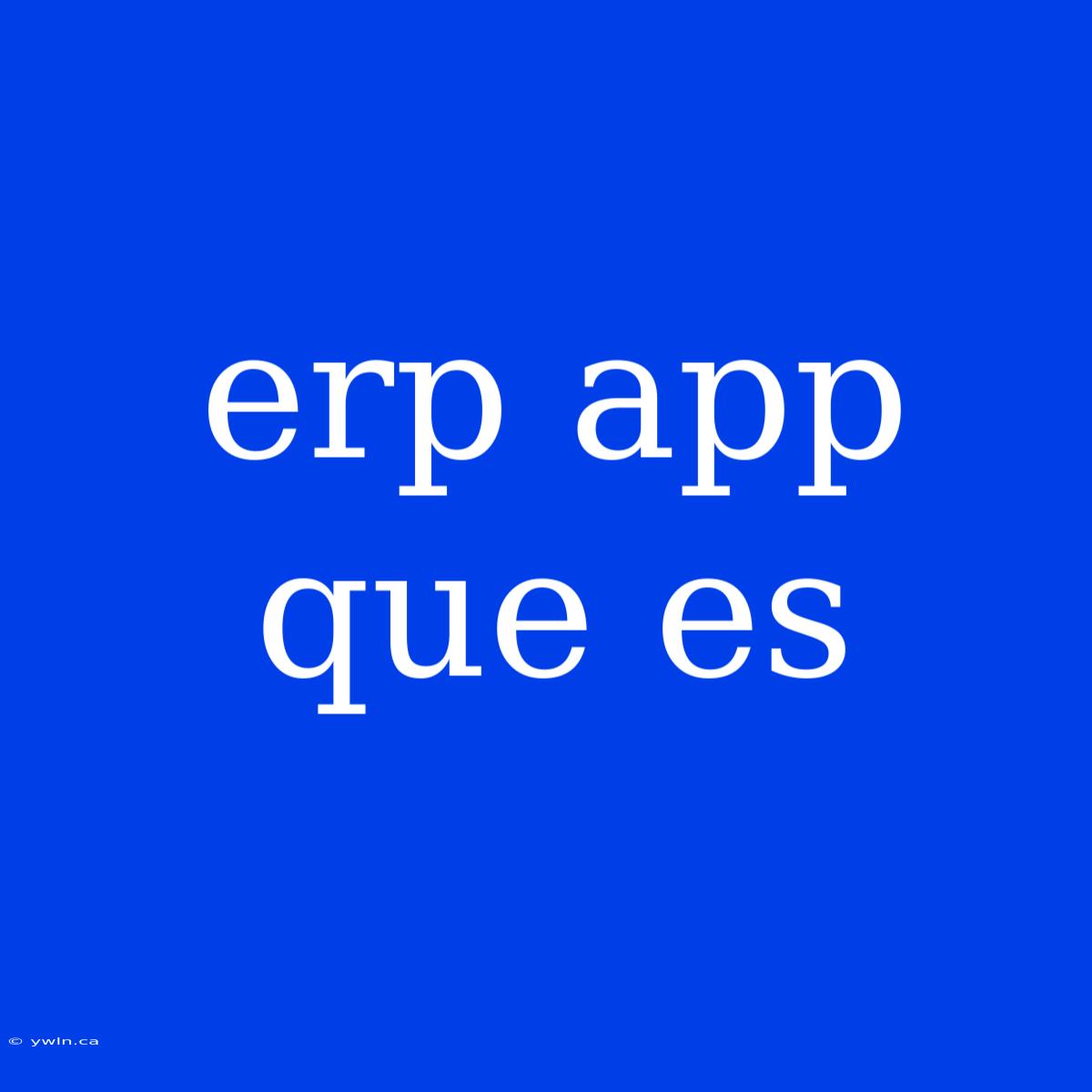 Erp App Que Es