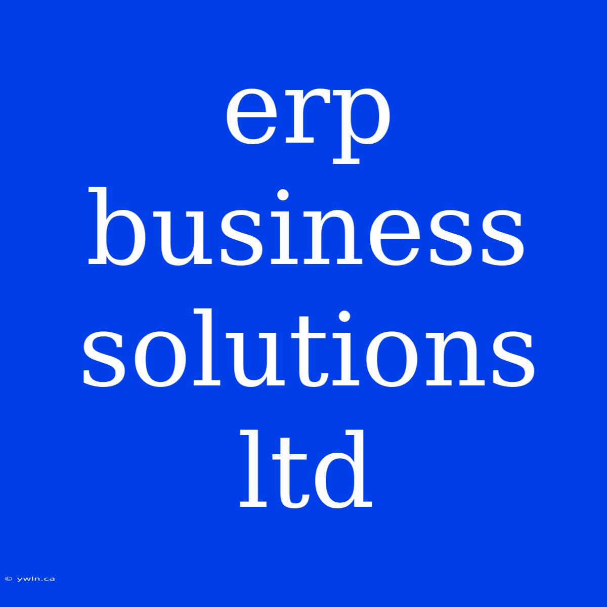 Erp Business Solutions Ltd