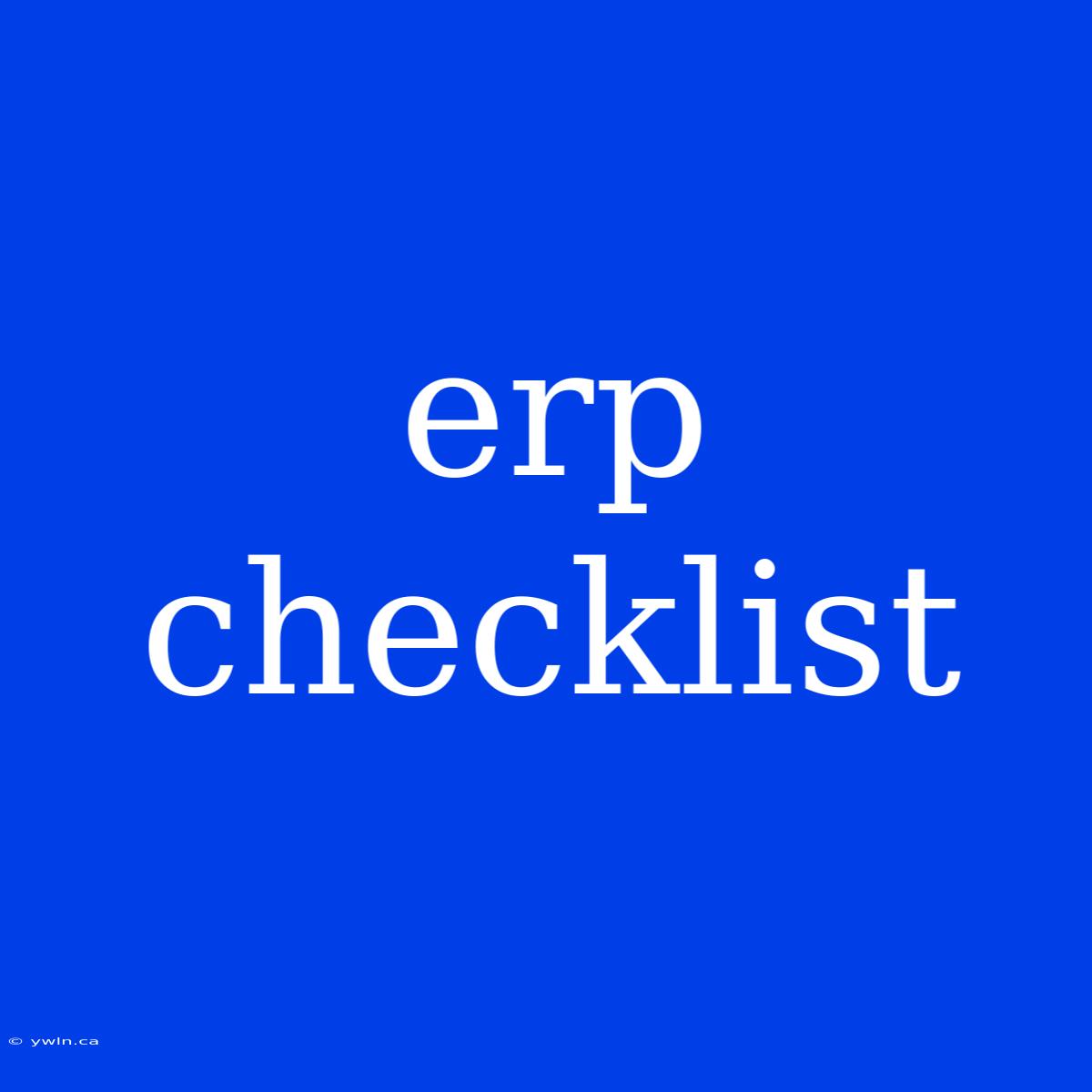 Erp Checklist