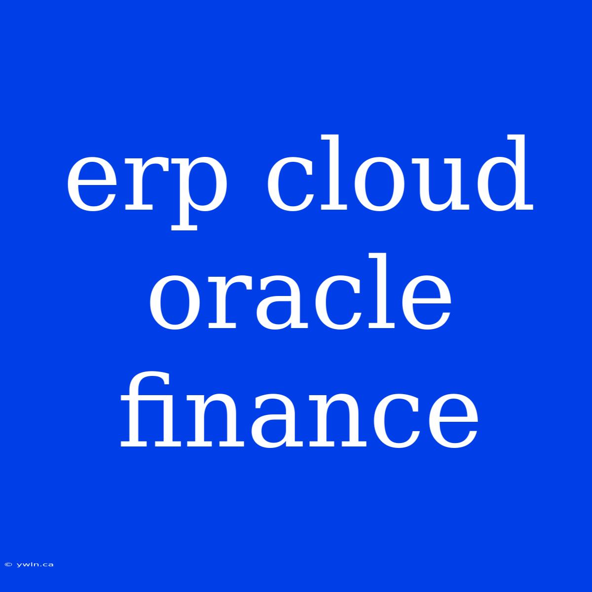 Erp Cloud Oracle Finance