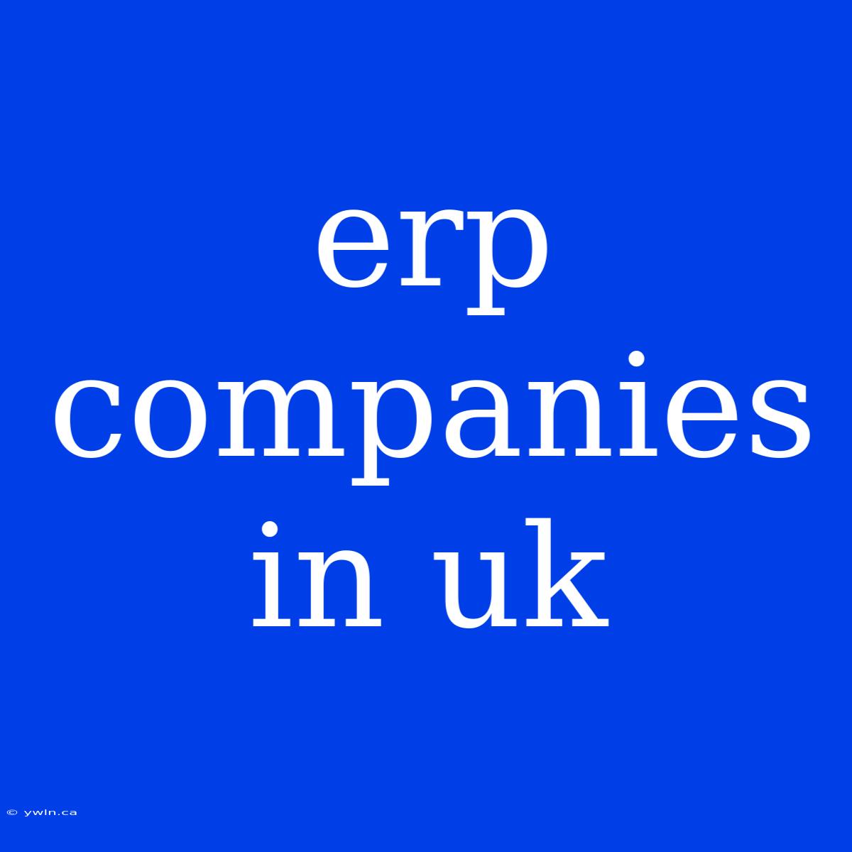 Erp Companies In Uk