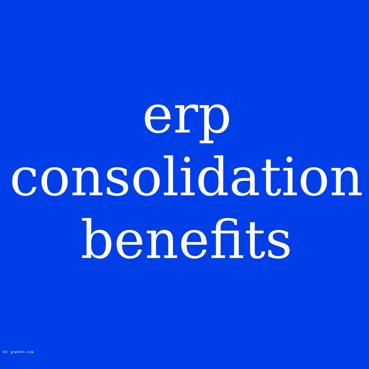 Erp Consolidation Benefits