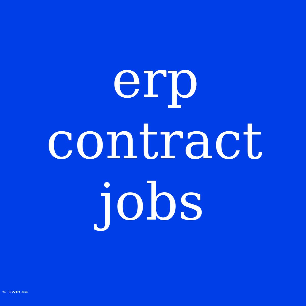 Erp Contract Jobs