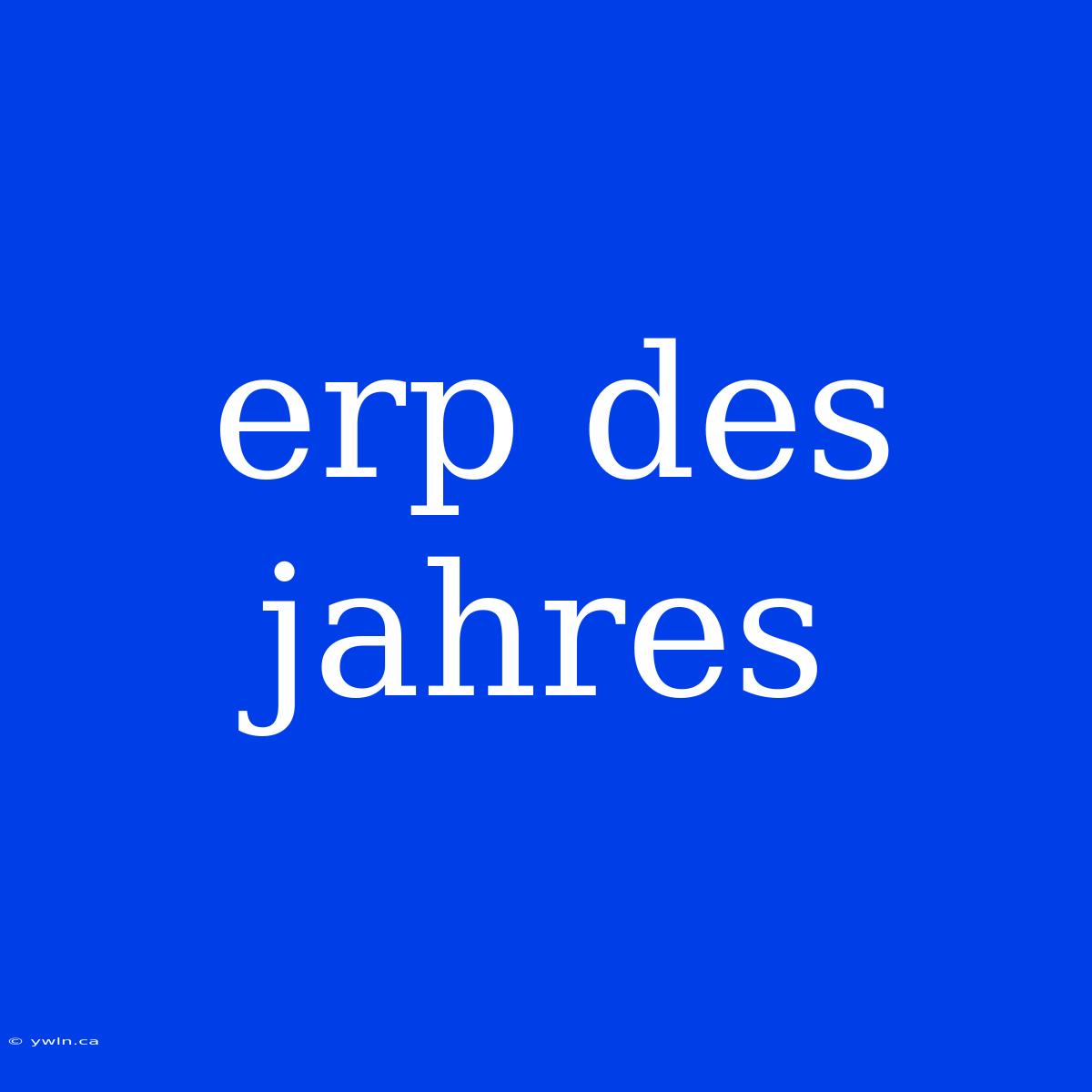 Erp Des Jahres