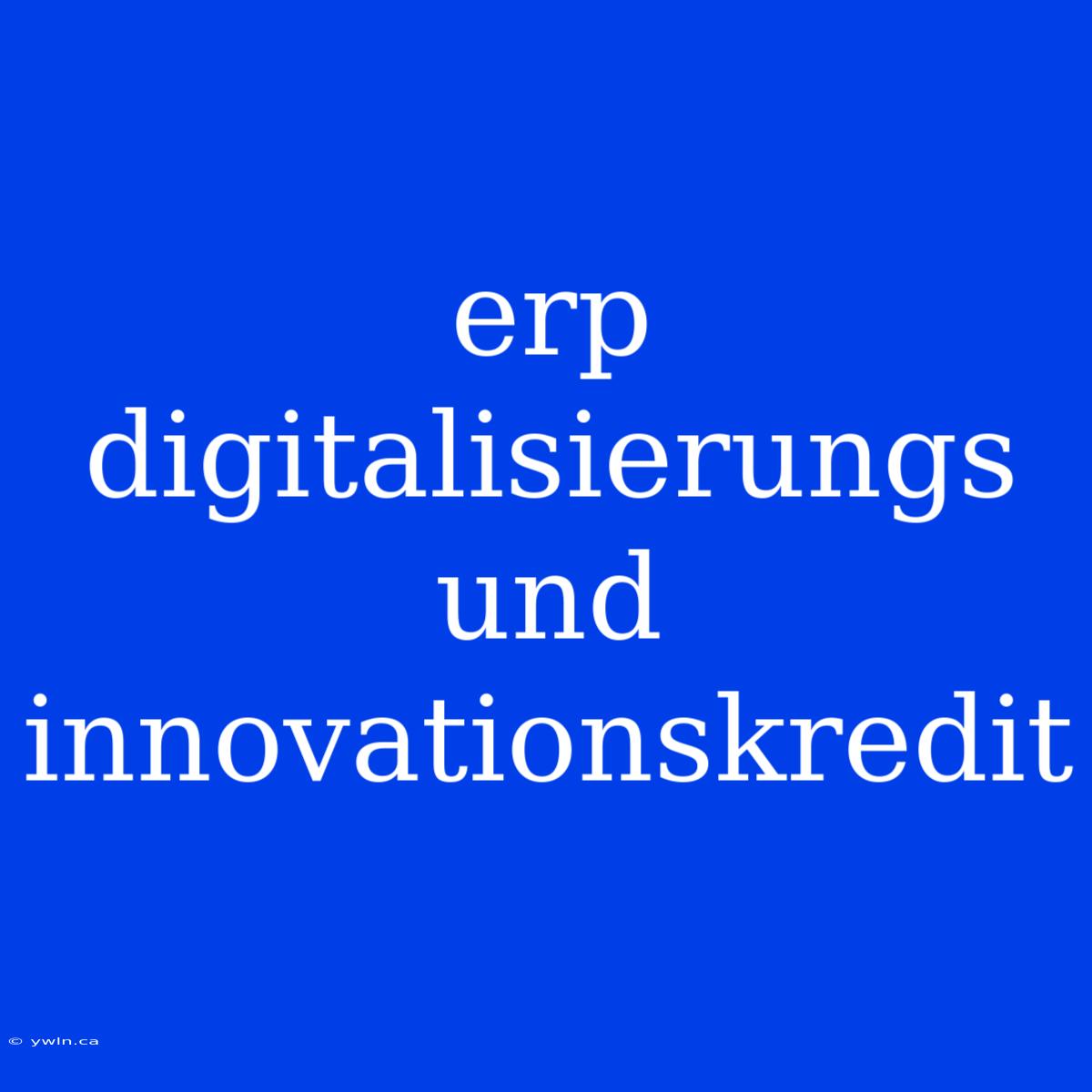 Erp Digitalisierungs Und Innovationskredit