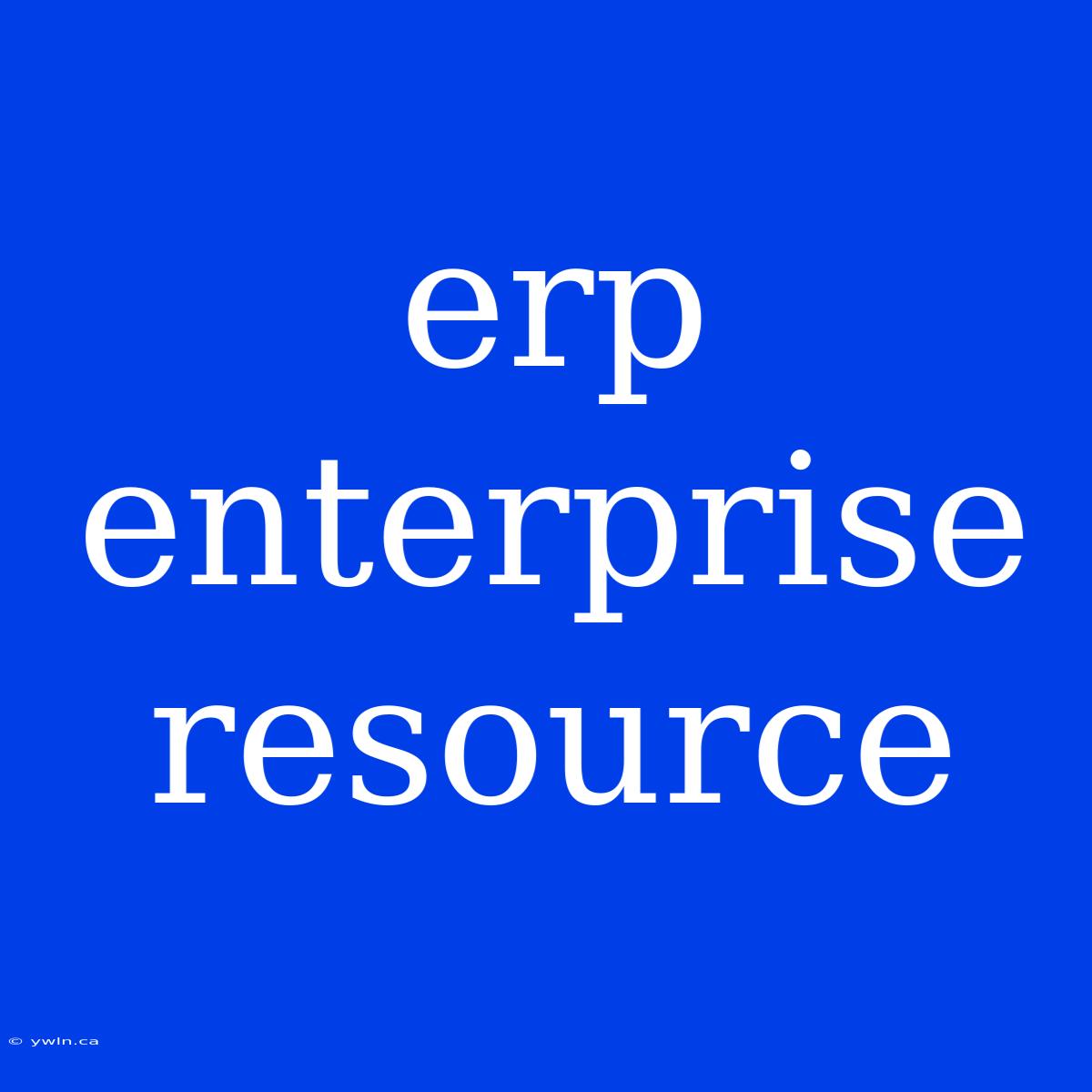 Erp Enterprise Resource