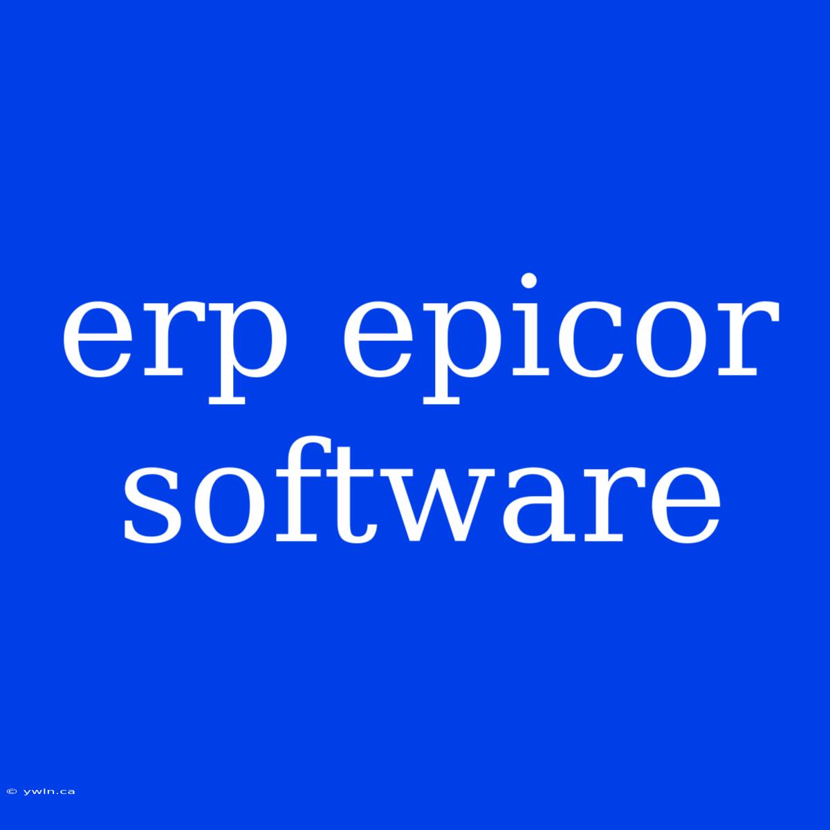 Erp Epicor Software