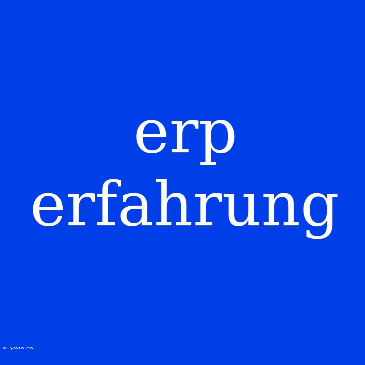 Erp Erfahrung