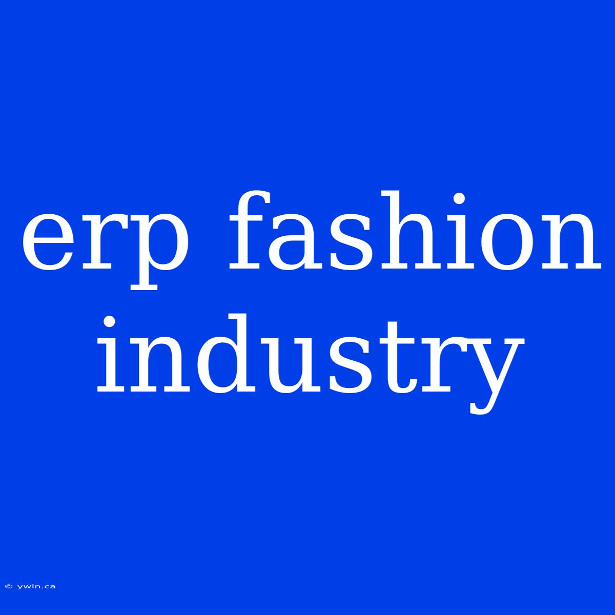 Erp Fashion Industry