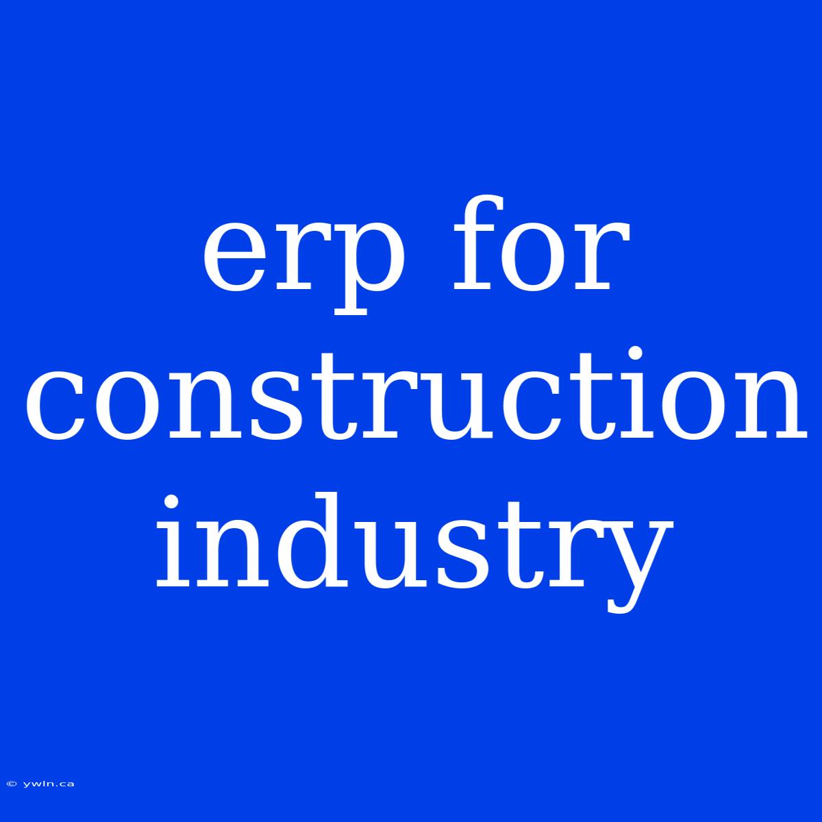 Erp For Construction Industry