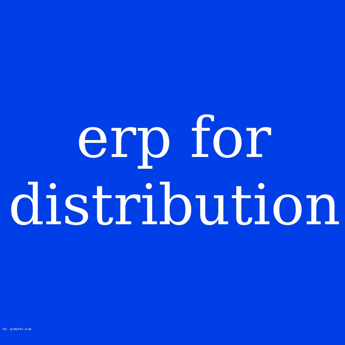 Erp For Distribution