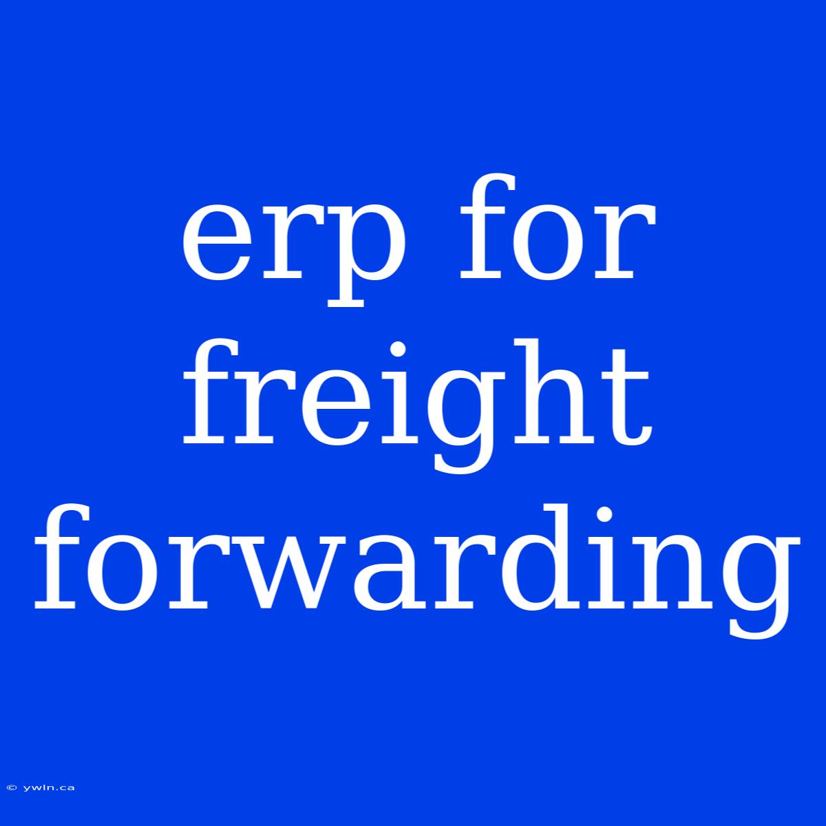 Erp For Freight Forwarding