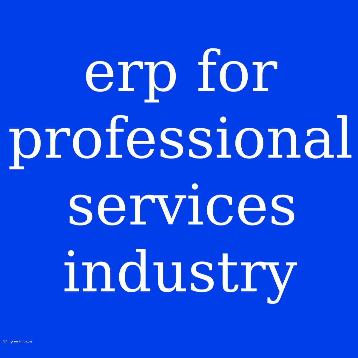 Erp For Professional Services Industry