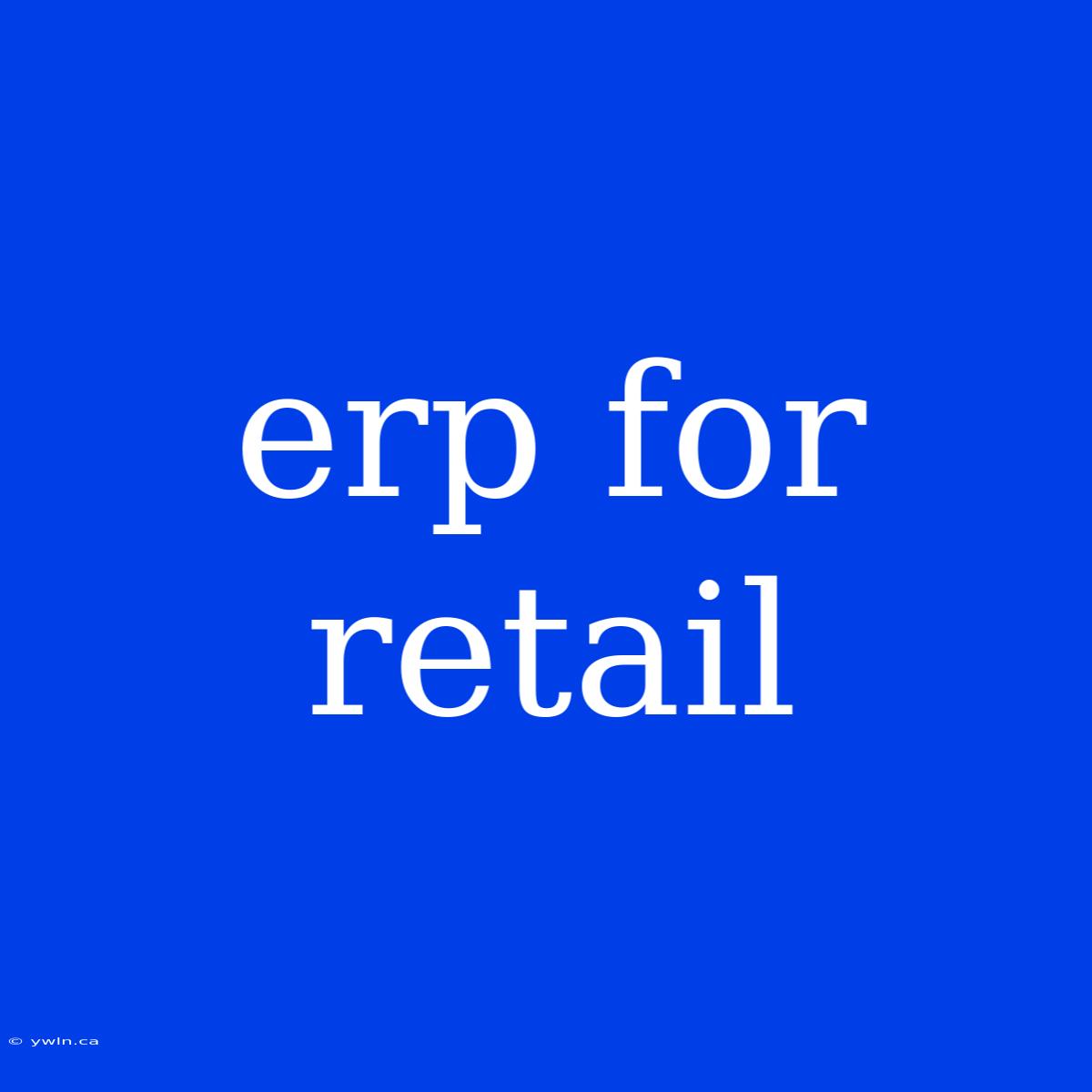 Erp For Retail