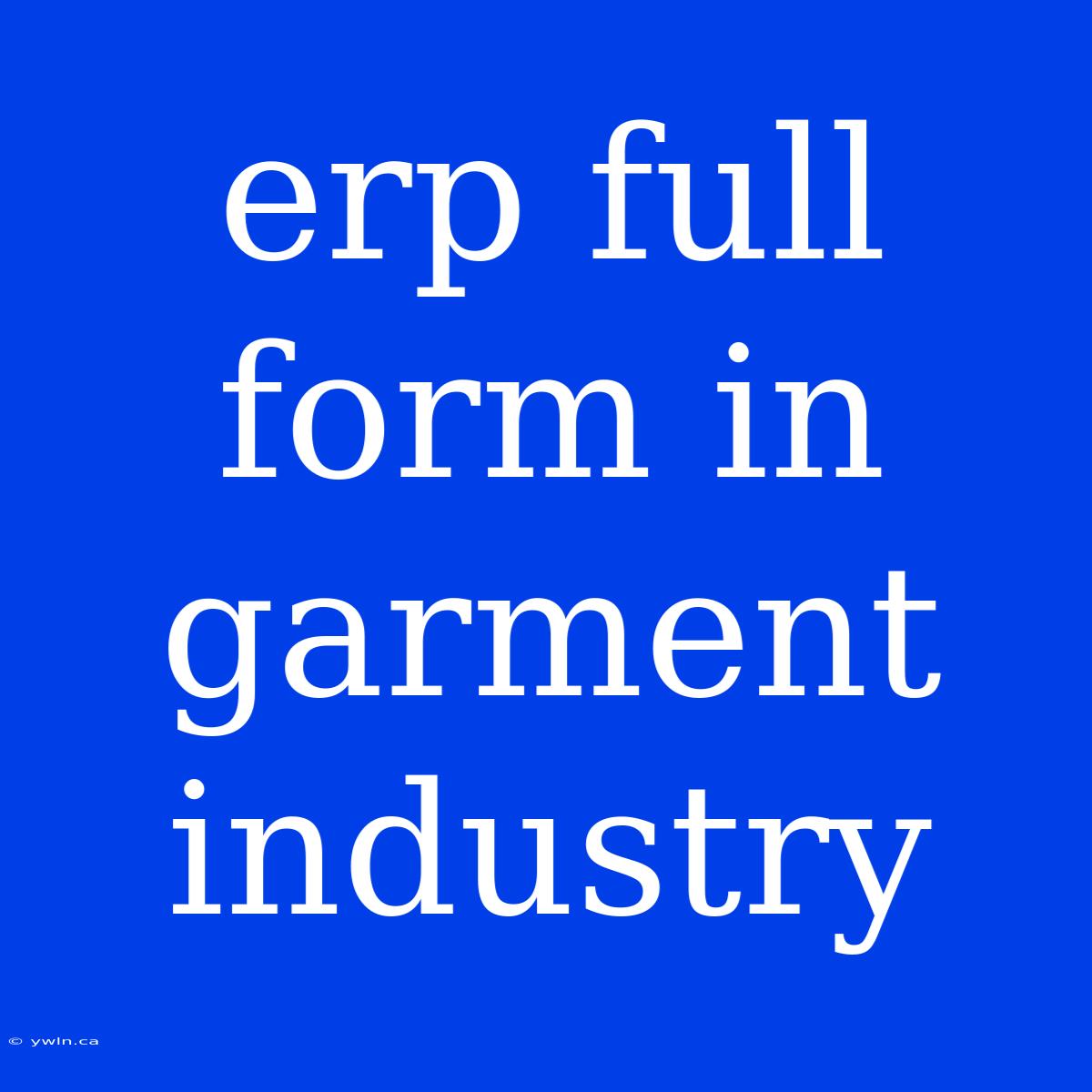 Erp Full Form In Garment Industry