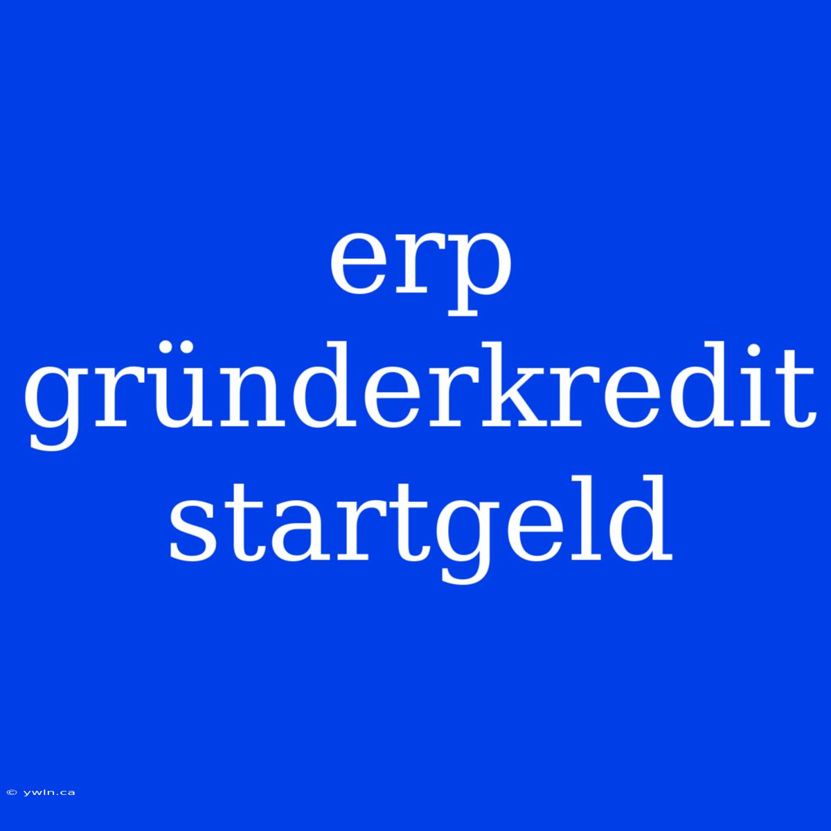 Erp Gründerkredit Startgeld