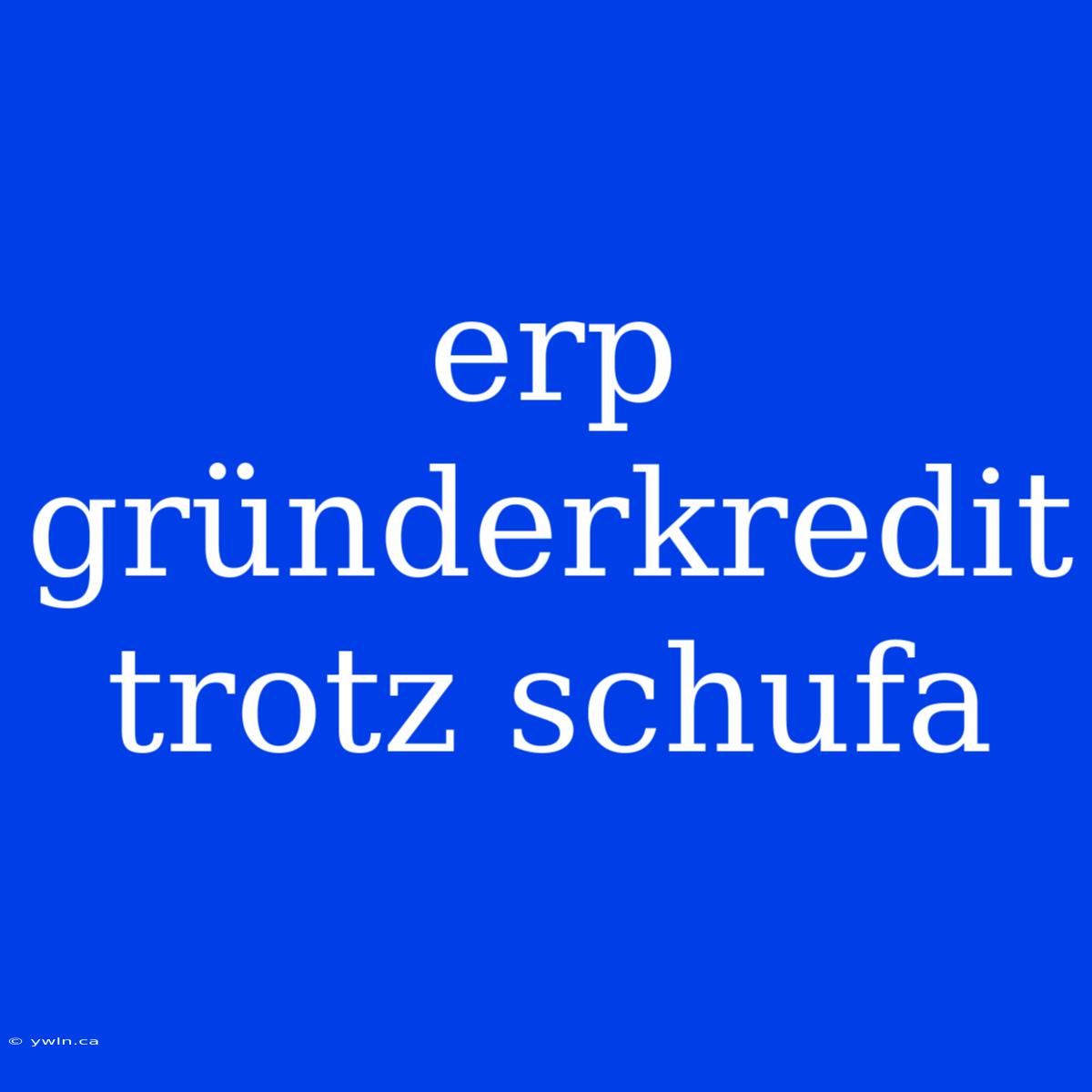 Erp Gründerkredit Trotz Schufa