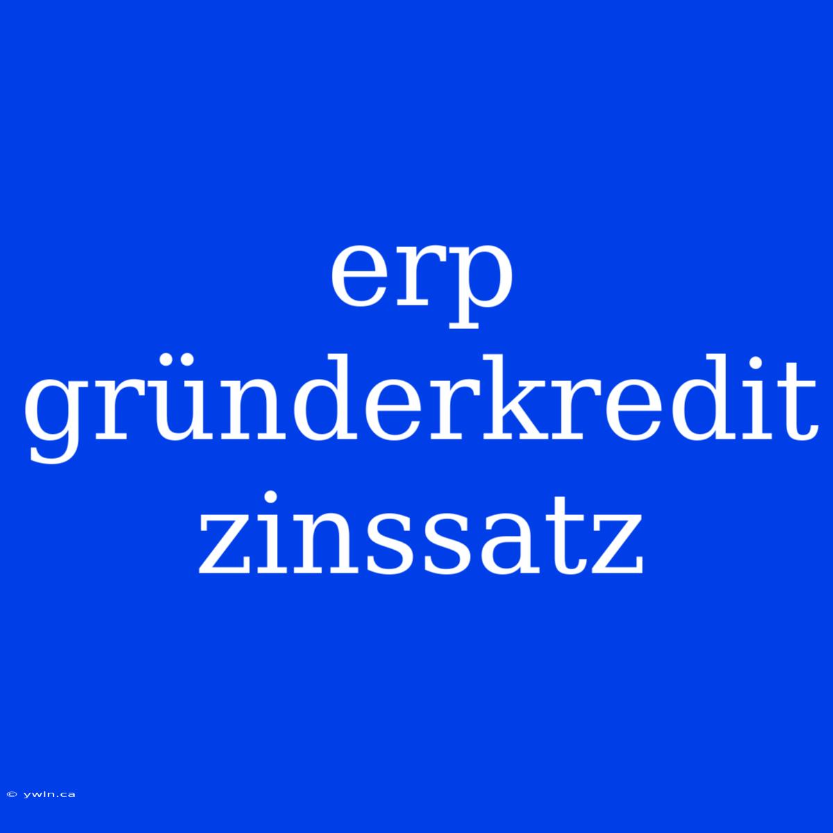 Erp Gründerkredit Zinssatz