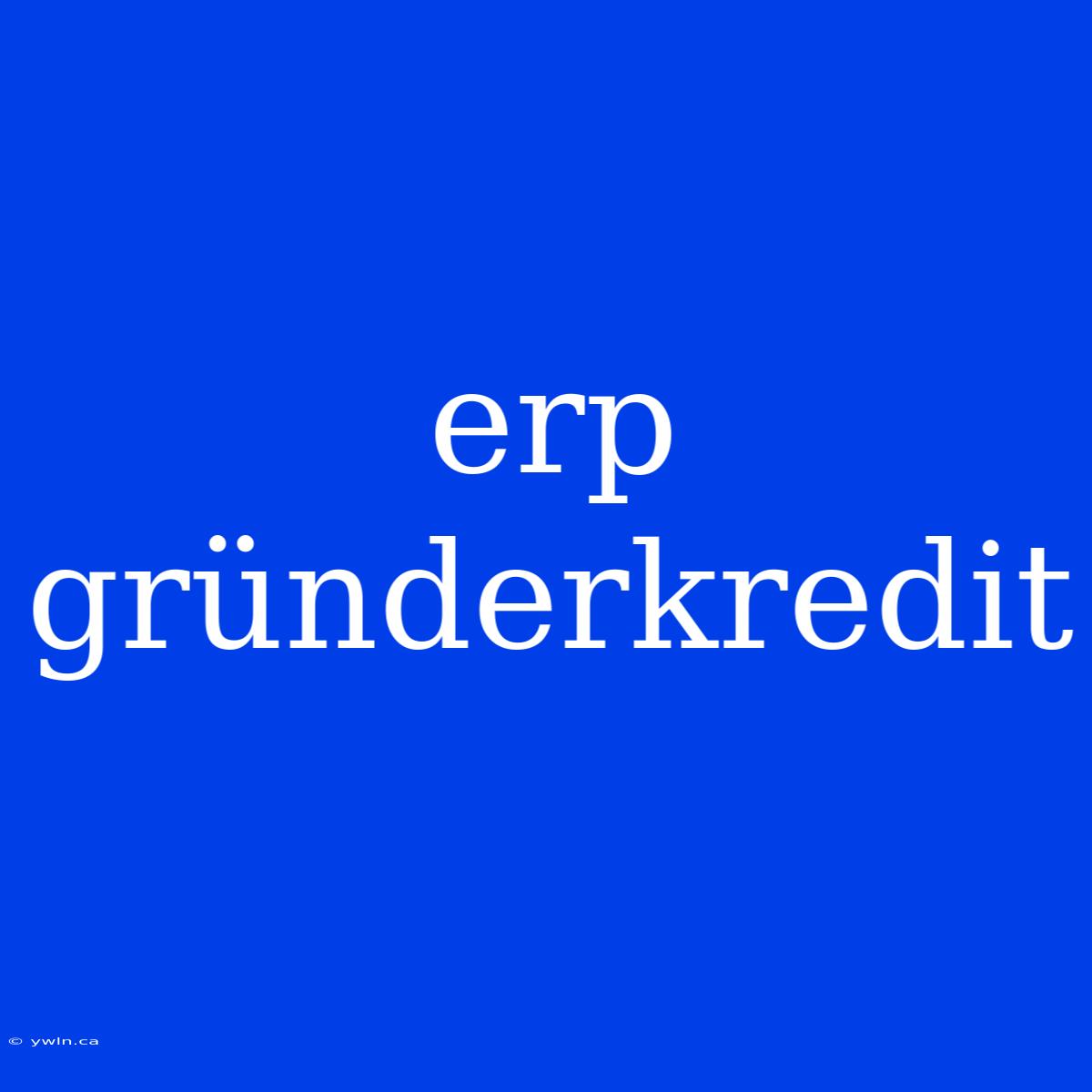 Erp Gründerkredit