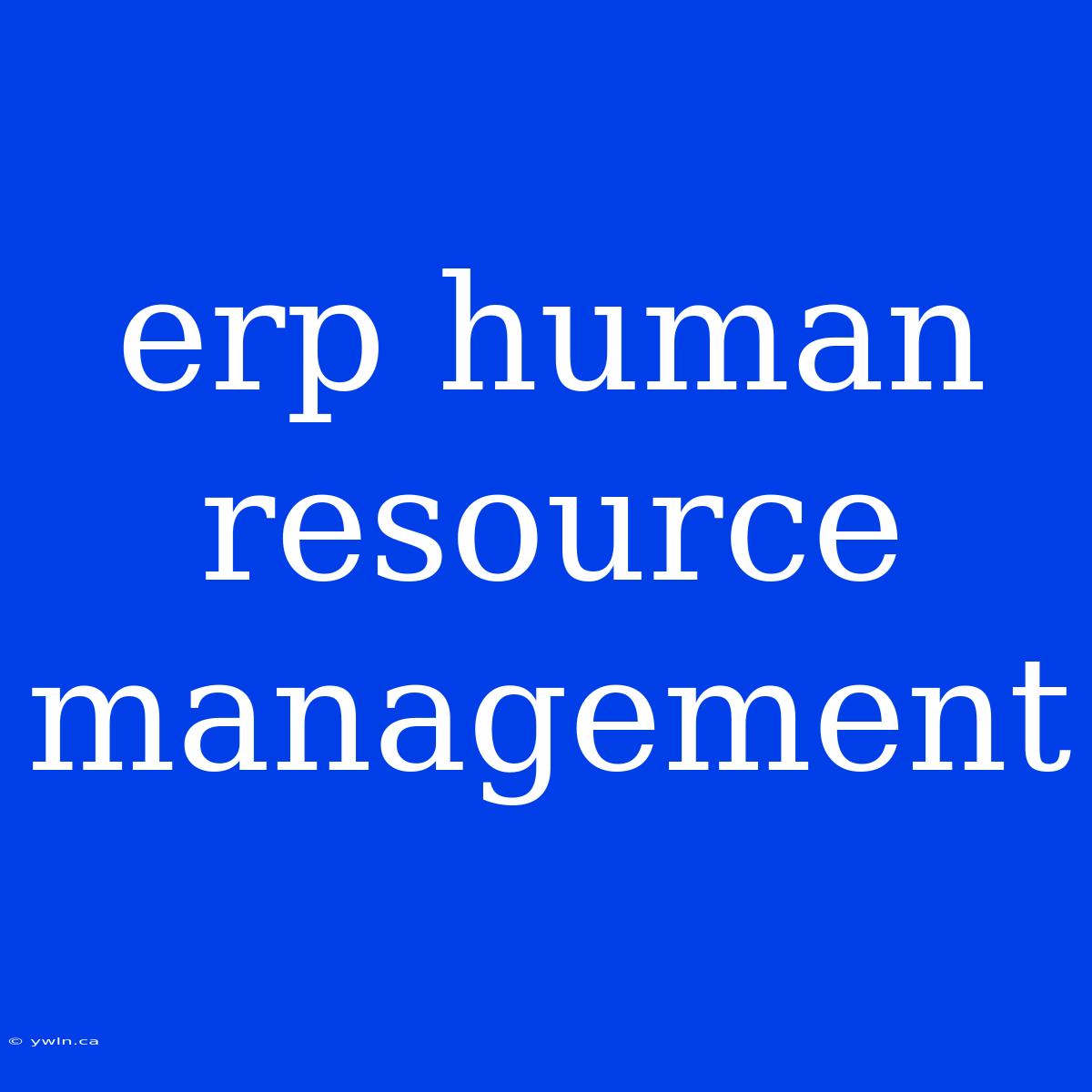 Erp Human Resource Management