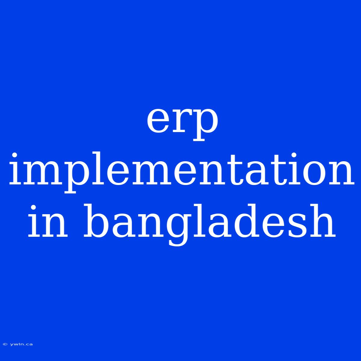 Erp Implementation In Bangladesh