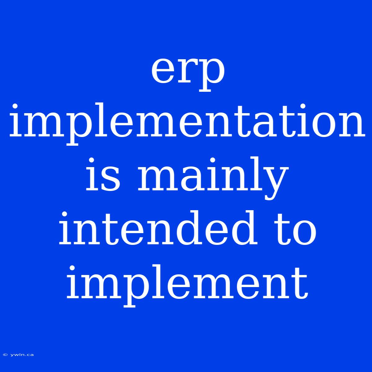 Erp Implementation Is Mainly Intended To Implement