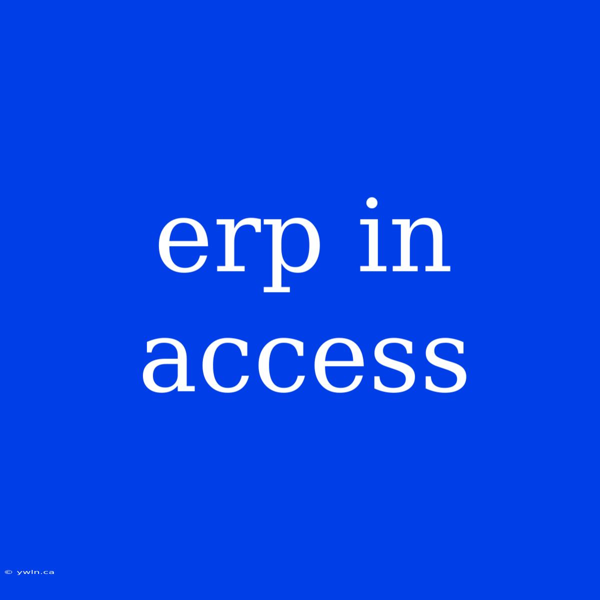 Erp In Access