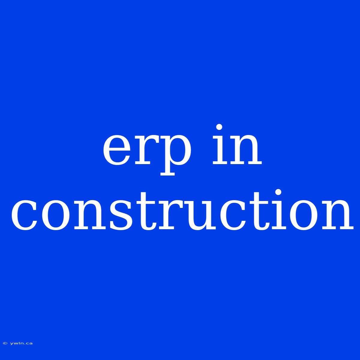 Erp In Construction