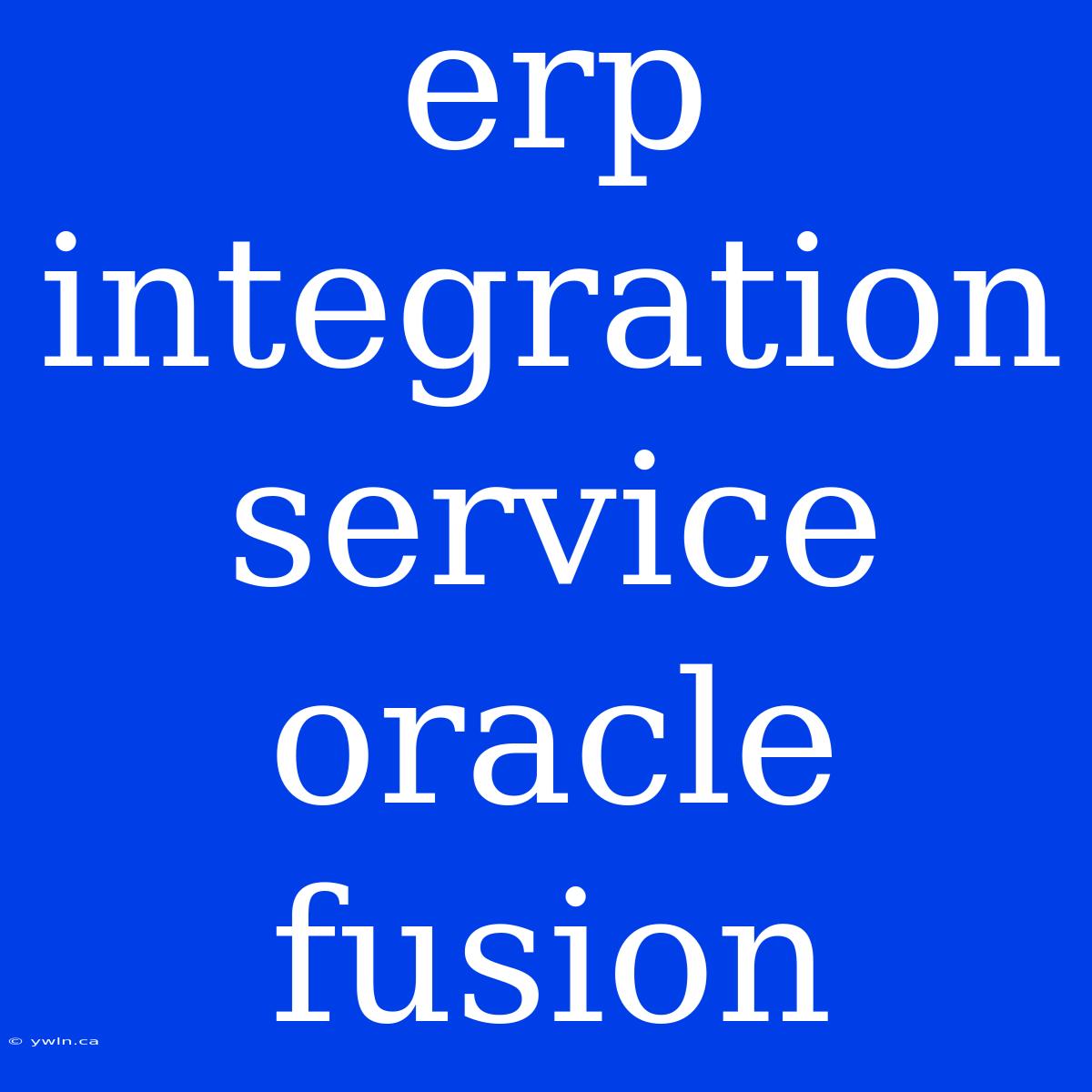 Erp Integration Service Oracle Fusion