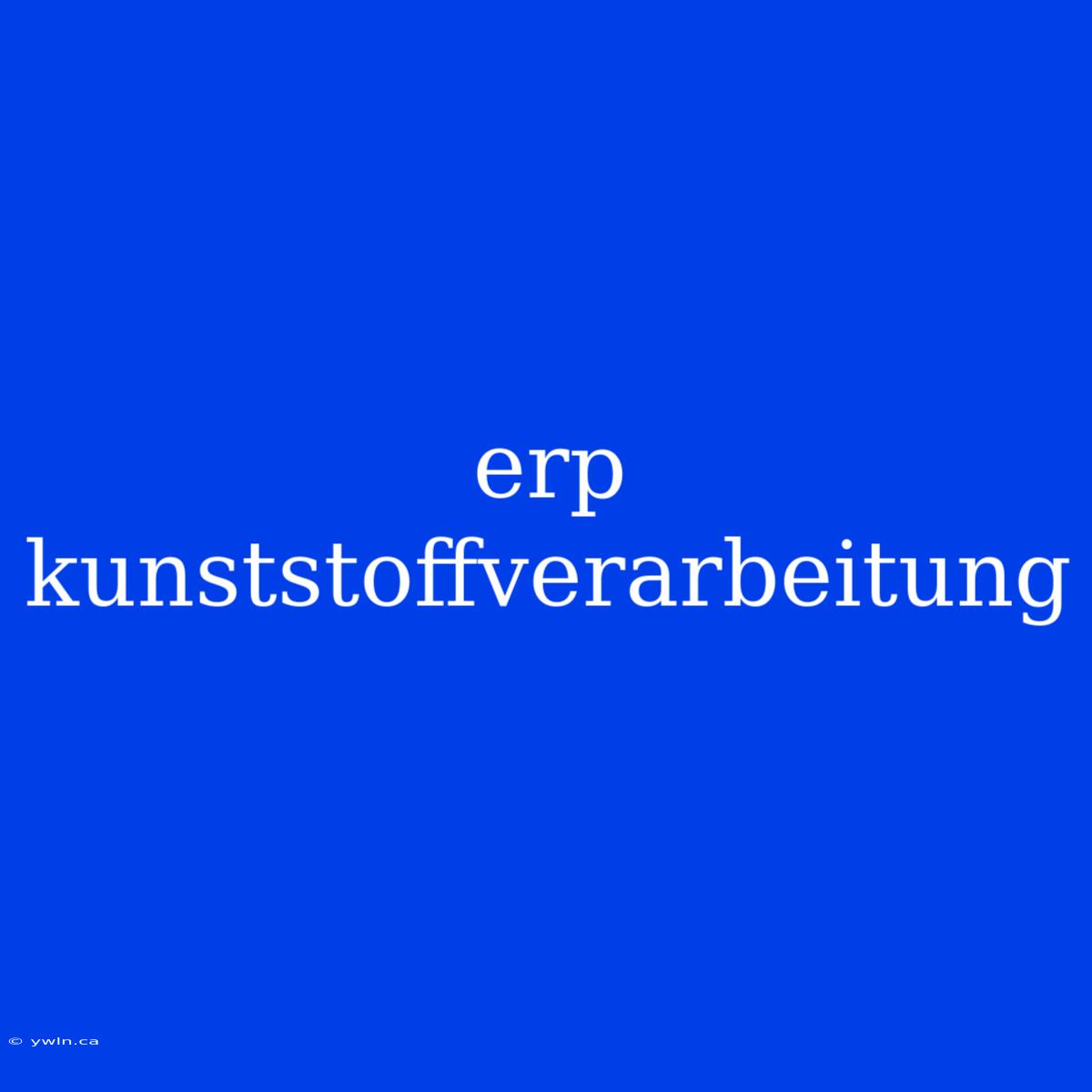 Erp Kunststoffverarbeitung