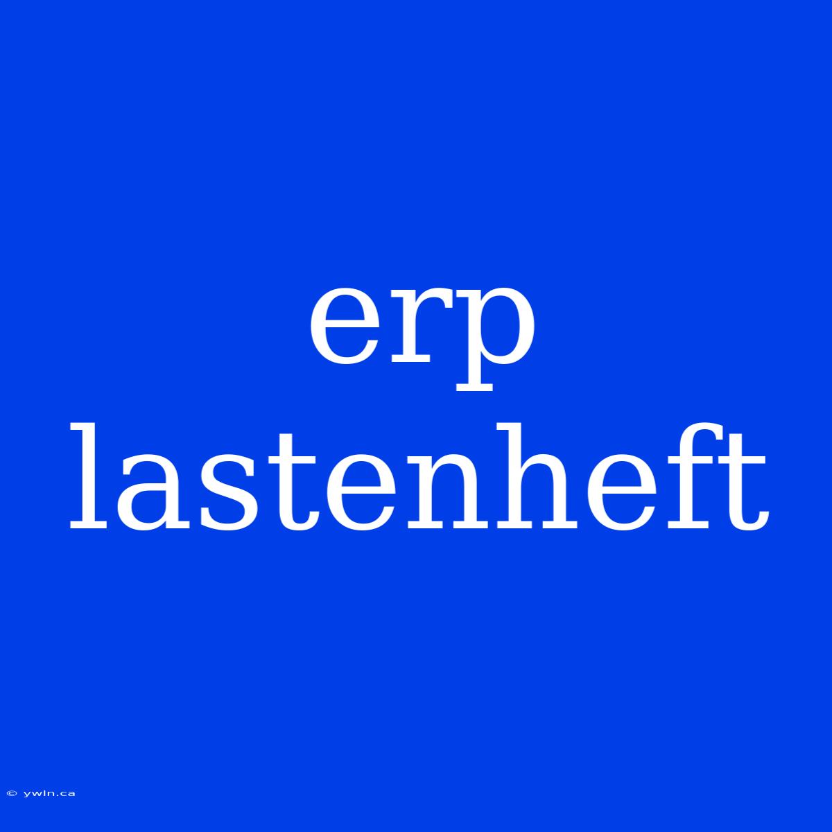 Erp Lastenheft