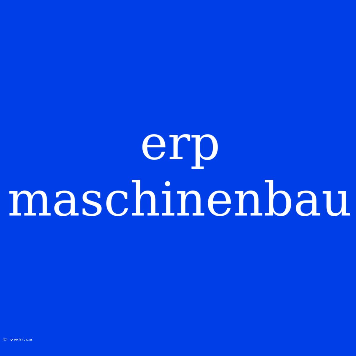 Erp Maschinenbau