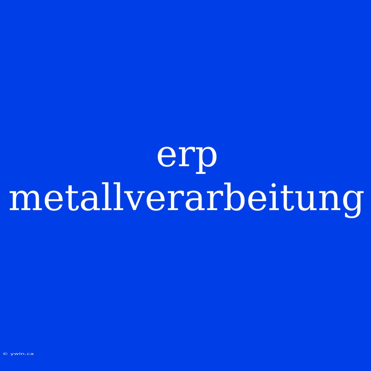 Erp Metallverarbeitung