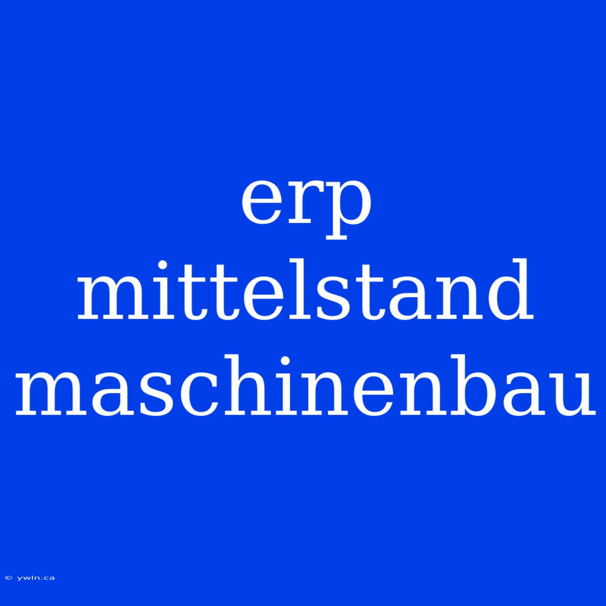 Erp Mittelstand Maschinenbau