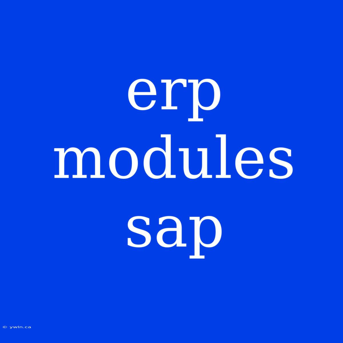 Erp Modules Sap