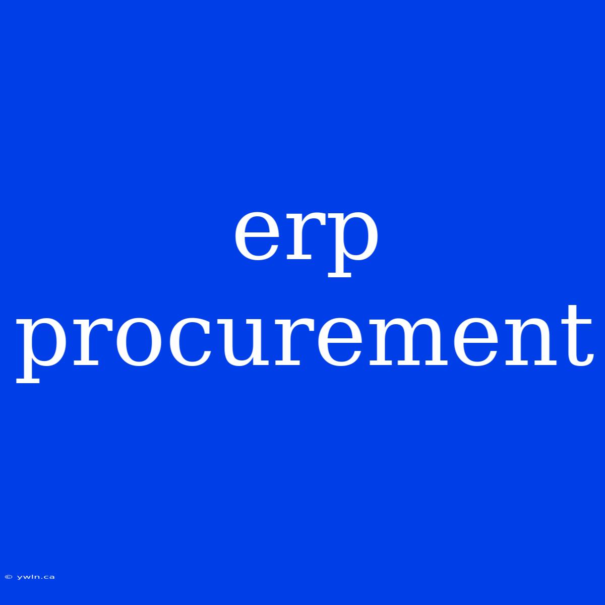 Erp Procurement