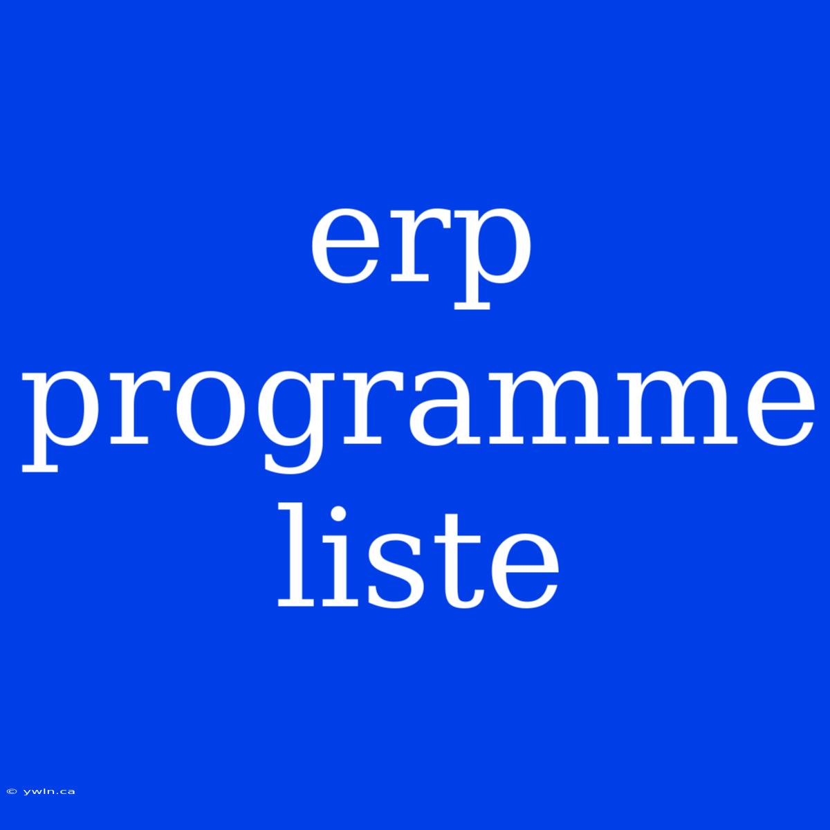 Erp Programme Liste