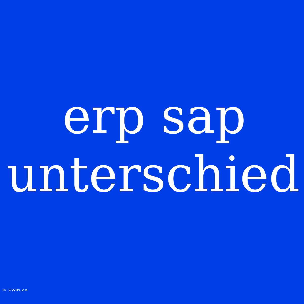 Erp Sap Unterschied