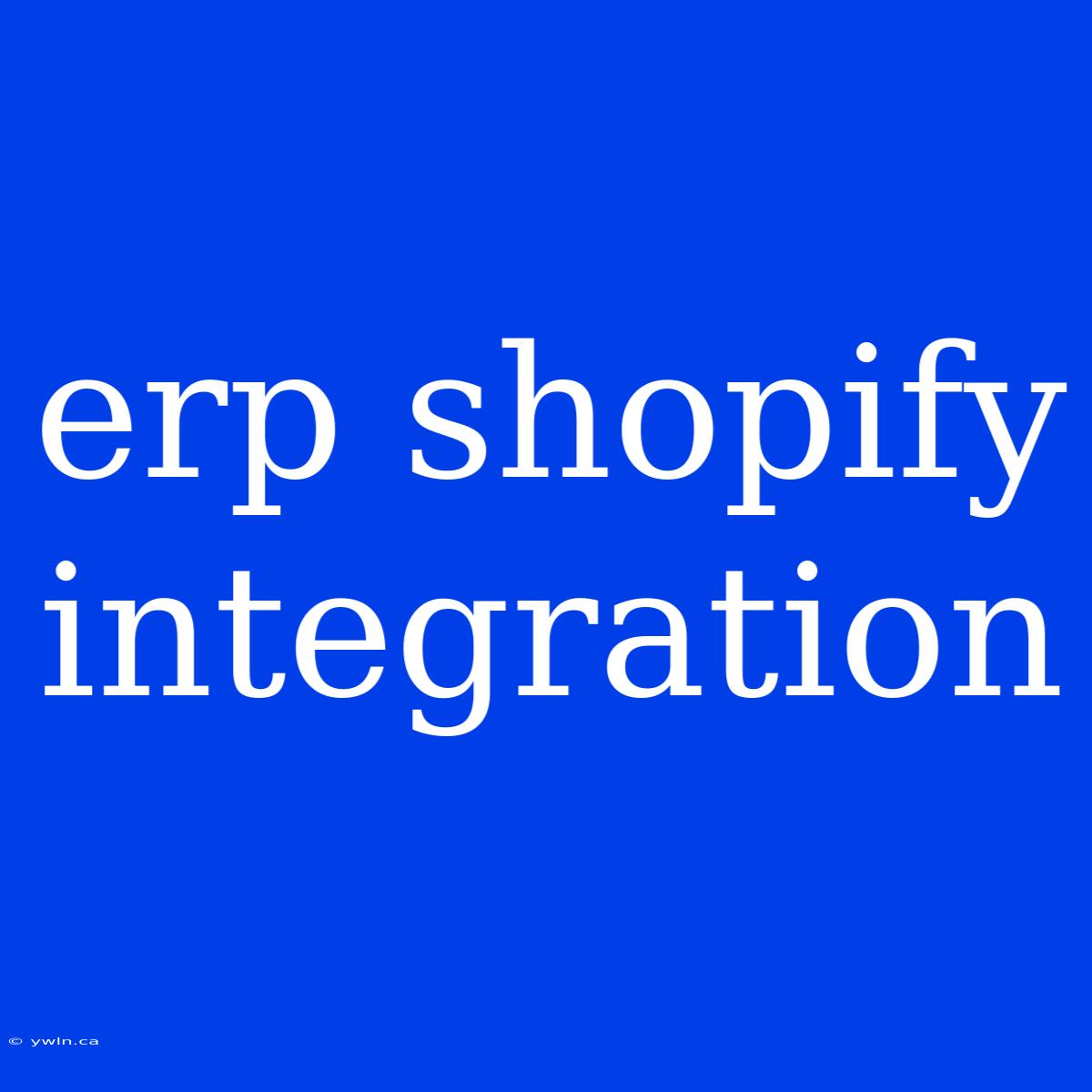 Erp Shopify Integration