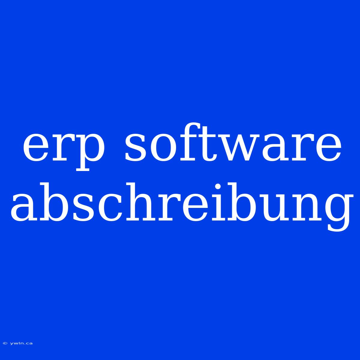 Erp Software Abschreibung