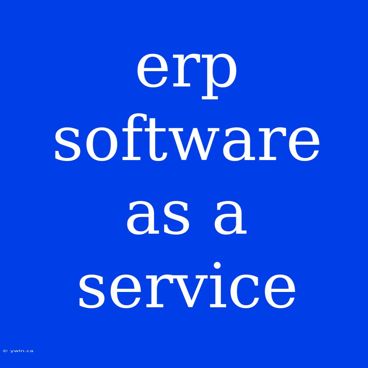 Erp Software As A Service