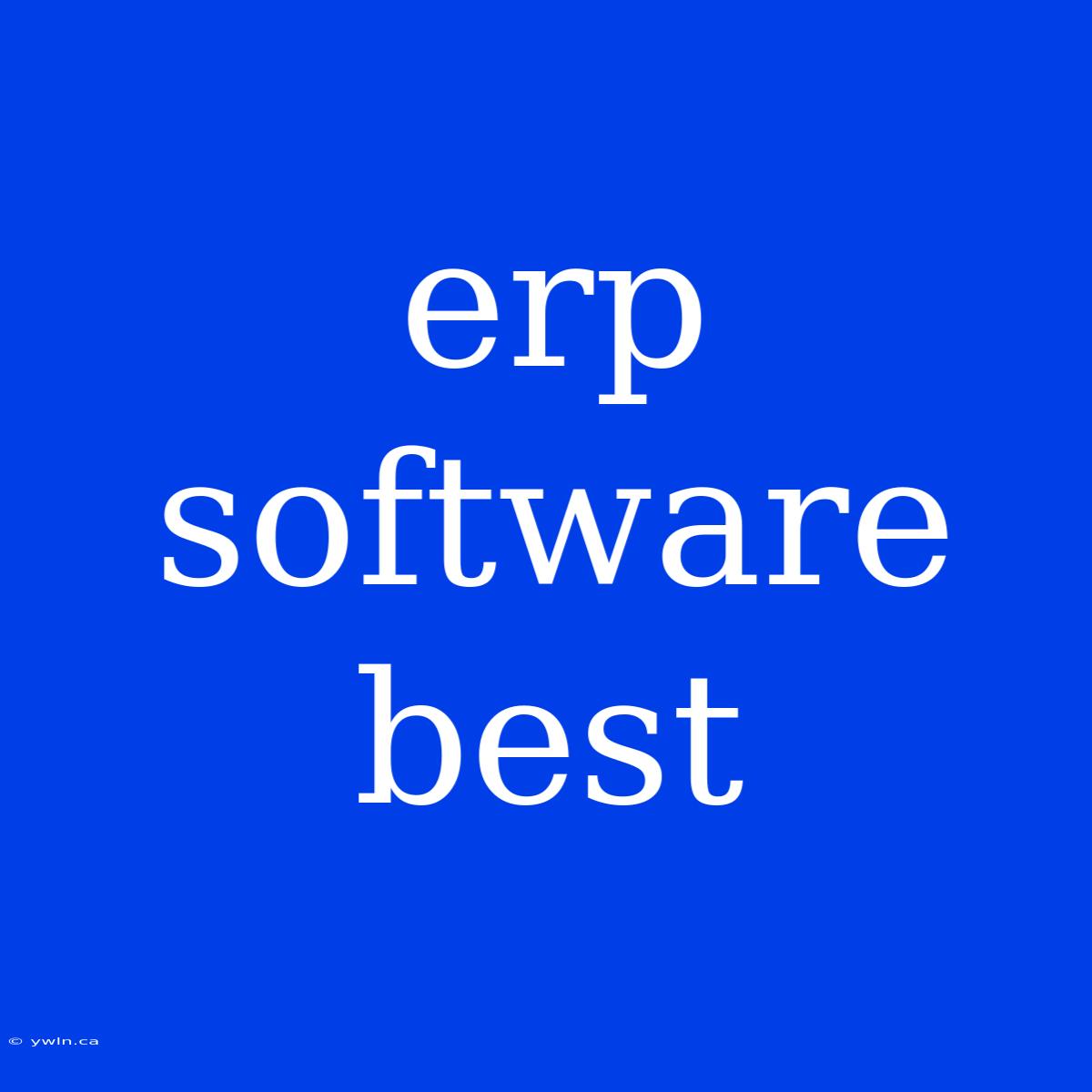 Erp Software Best