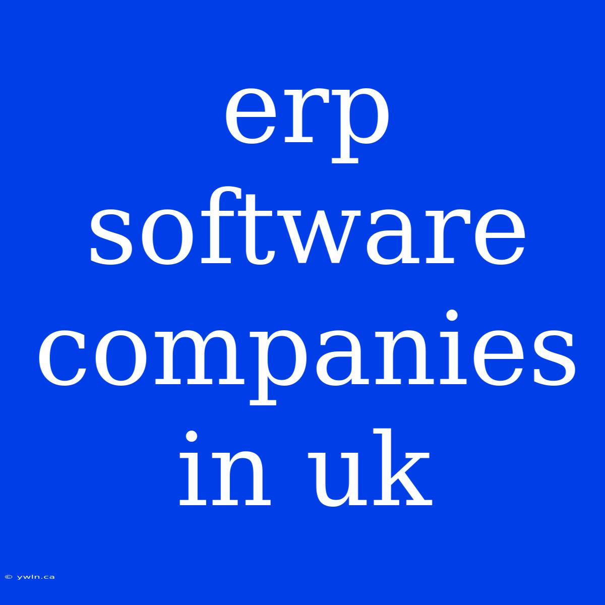 Erp Software Companies In Uk