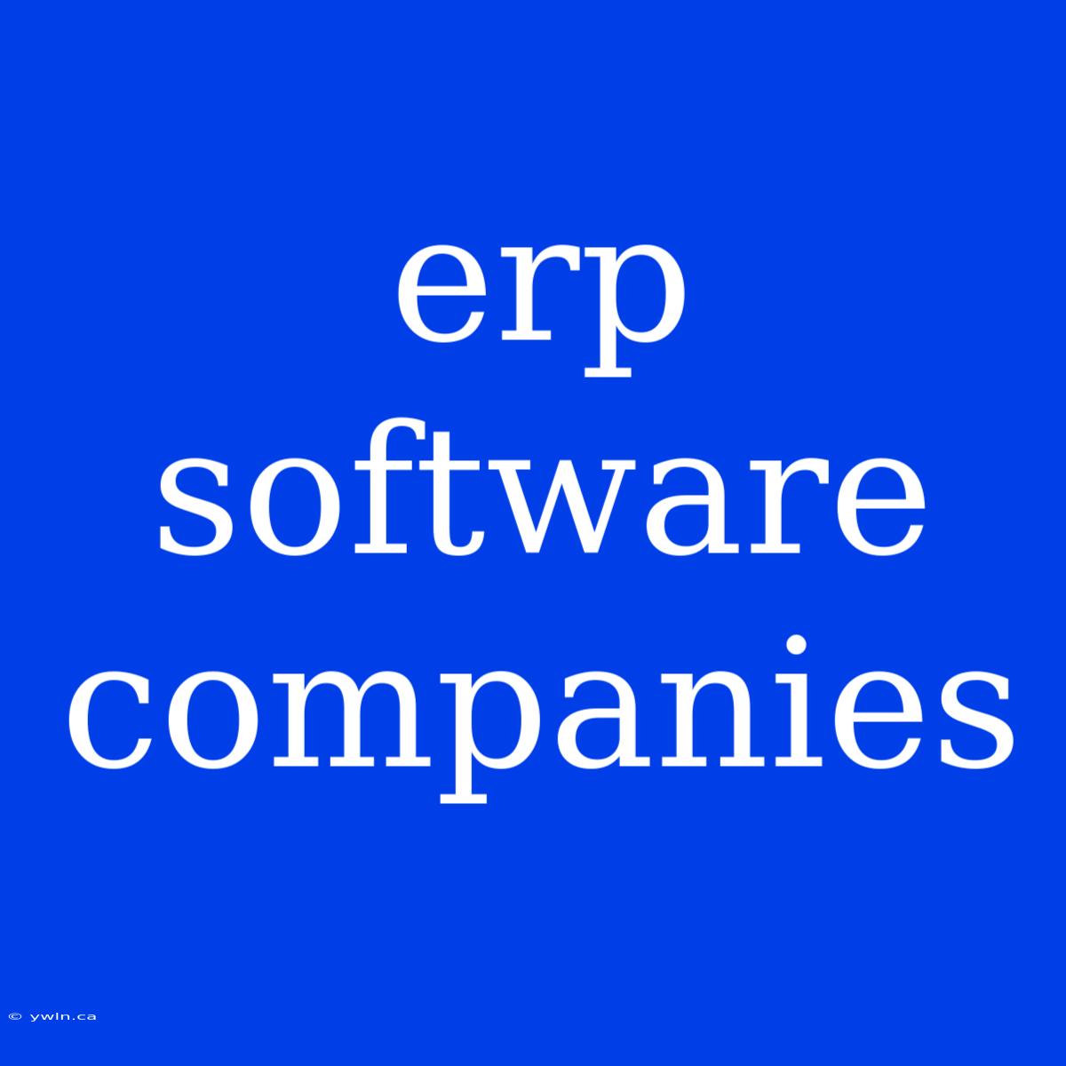 Erp Software Companies