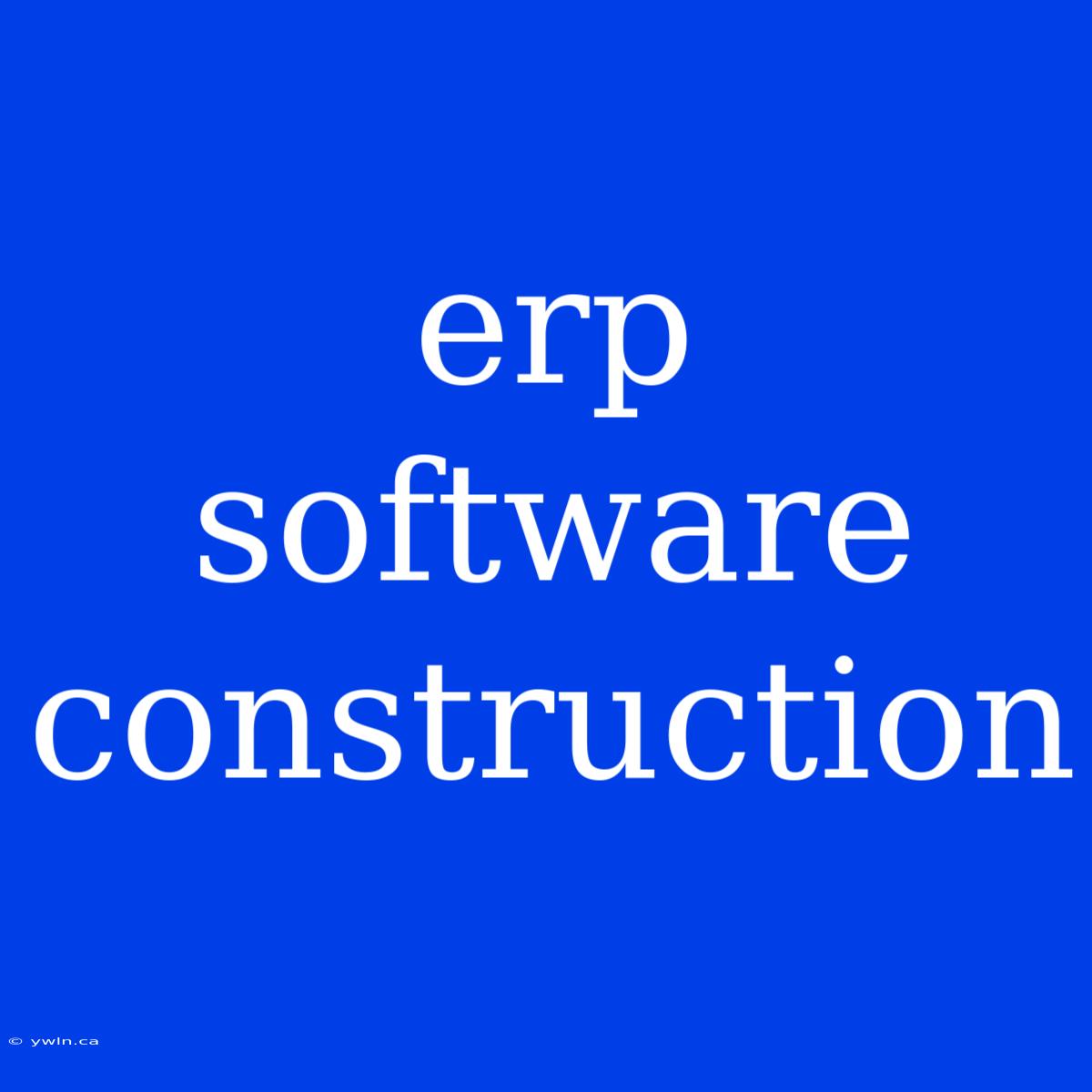 Erp Software Construction