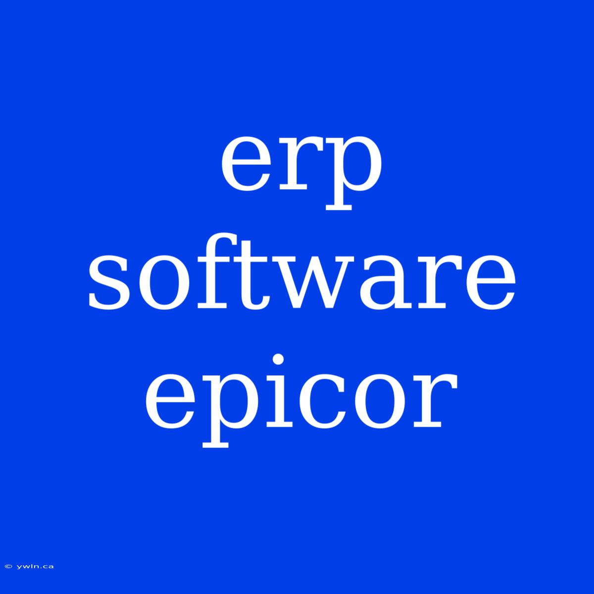 Erp Software Epicor