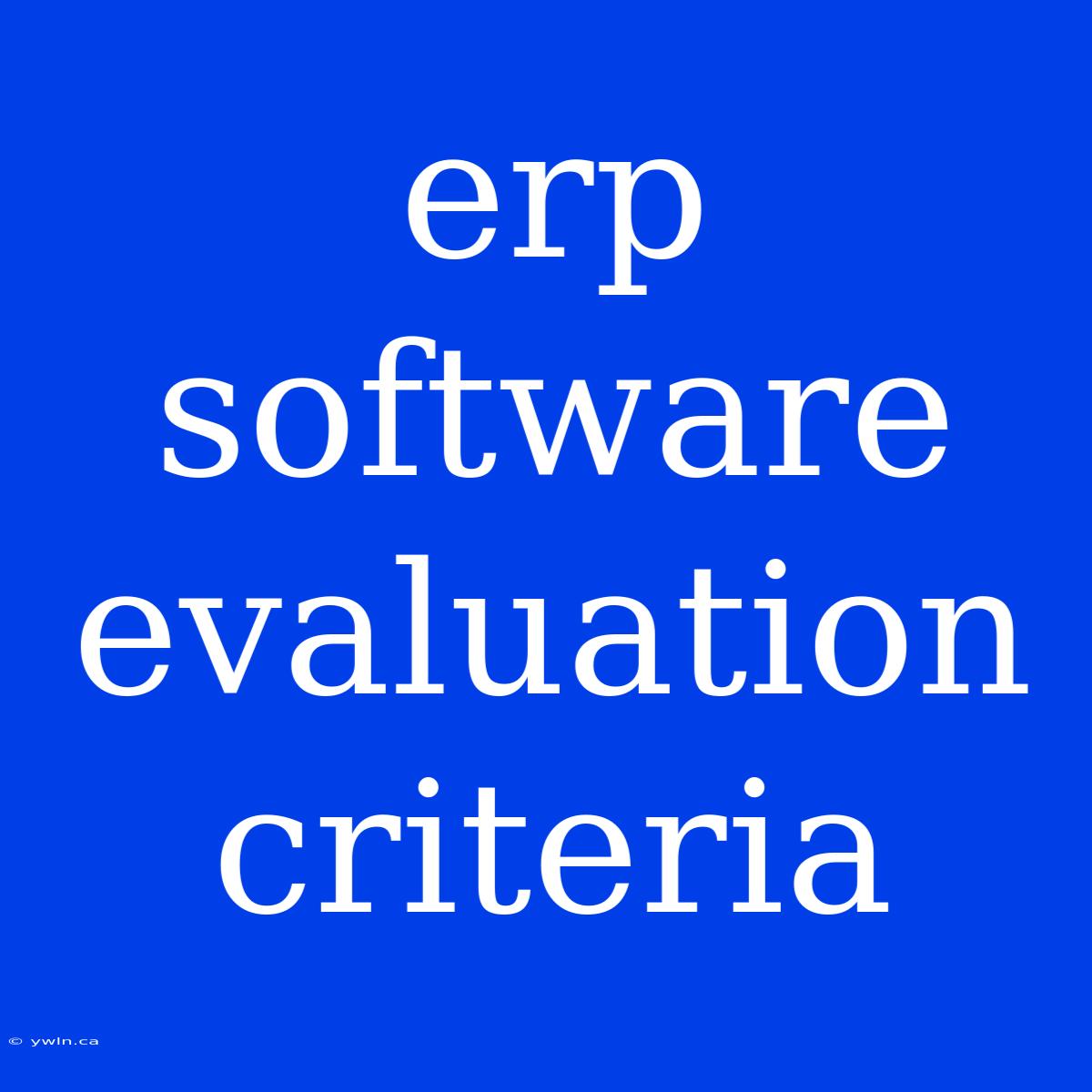 Erp Software Evaluation Criteria