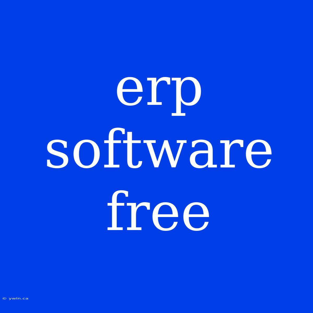 Erp Software Free