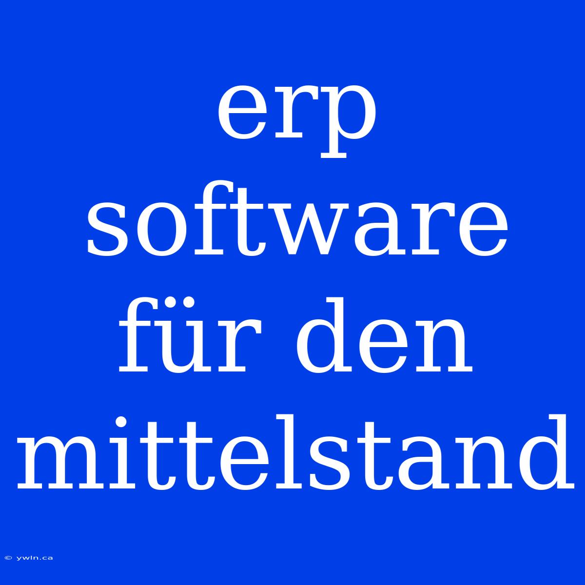 Erp Software Für Den Mittelstand