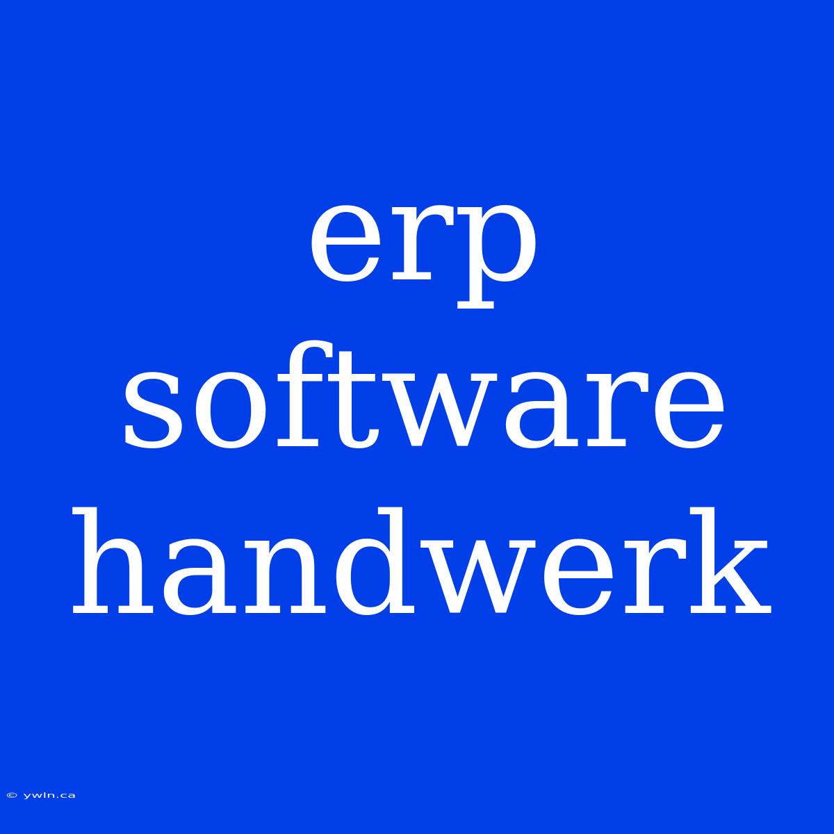 Erp Software Handwerk